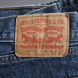 Levi's Men's Dark Blue Slim Straight Jeans with Leather Patch